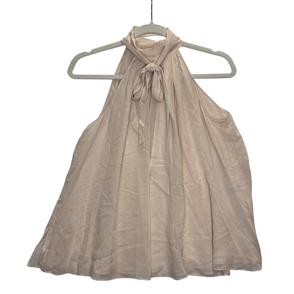 LILYSILK Blouse Womens XS Dusty Pink 100% Silk Halter Tie Neck Top Sleeveless